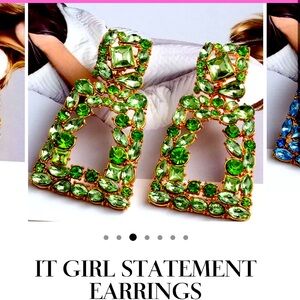 It Girl Statment Earrings In Green
